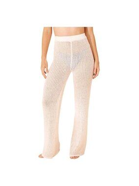 Shade & Shore XL Off-White Ribbed Knit Cover-Up Pants Women’s Beachwear